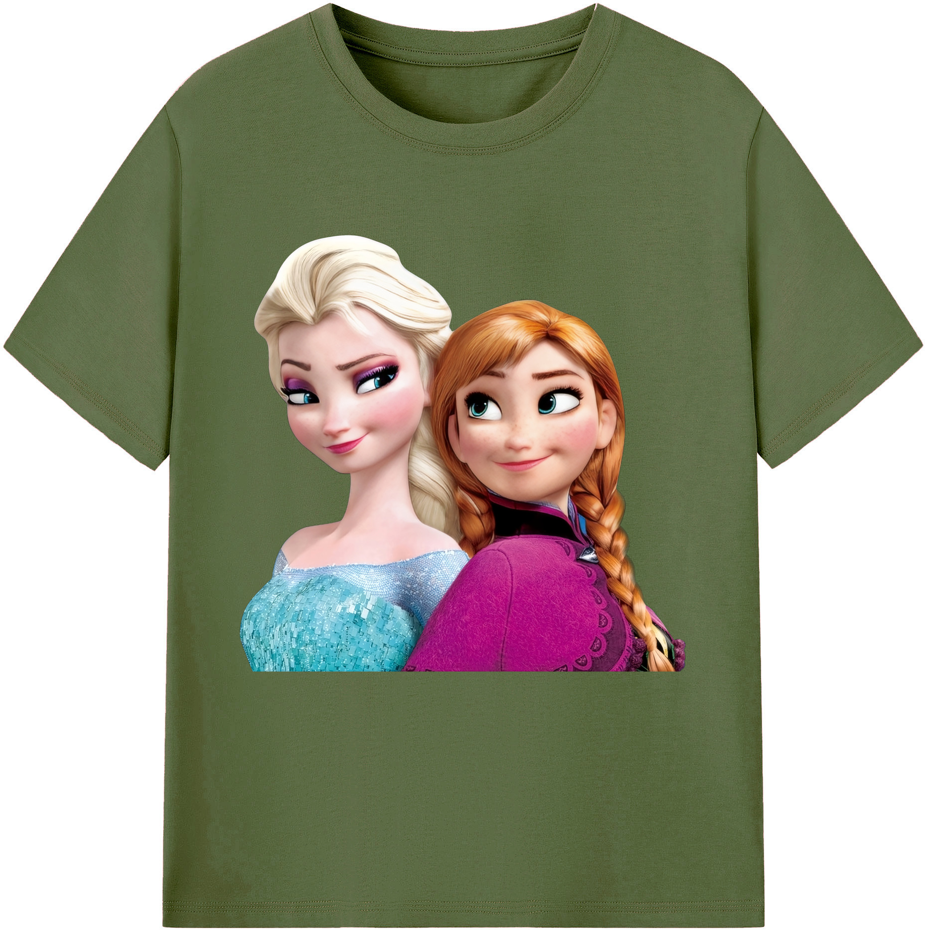 （画像用） アナと雪の女王 アンナ エルサ Frozen Anna Elsa 綿100％半袖Tシャツ（フロントプリント）